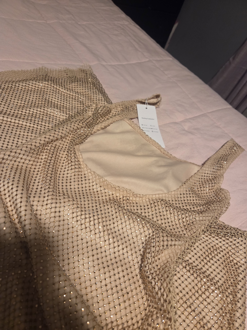 Sparkle Mesh Nude Gold  - Women's  Dress